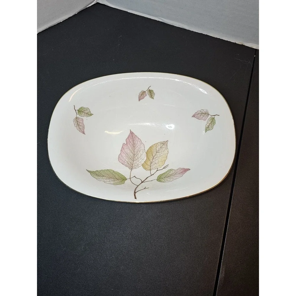 FALLING LEAVES Edelstein made in Bavaria Germany Serving Bowl Vintage Gold Trim